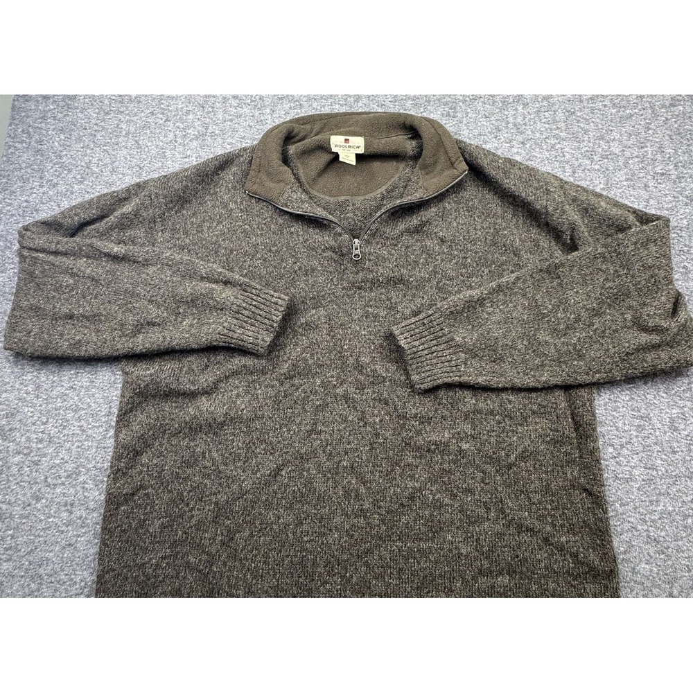 Woolrich 100% Wool 1/4 Zip Sweater‎ Pullover Dark Loden Heather Men's Size XL